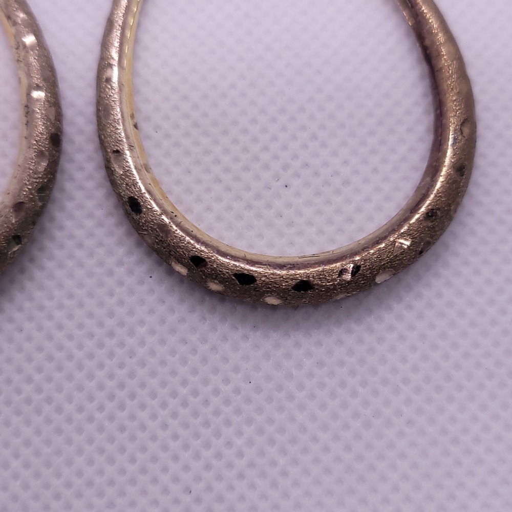 Argento Vivo AV 925 Sterling Silver Textured Oval Hoop Earrings 9.18g - Picture 2 of 8